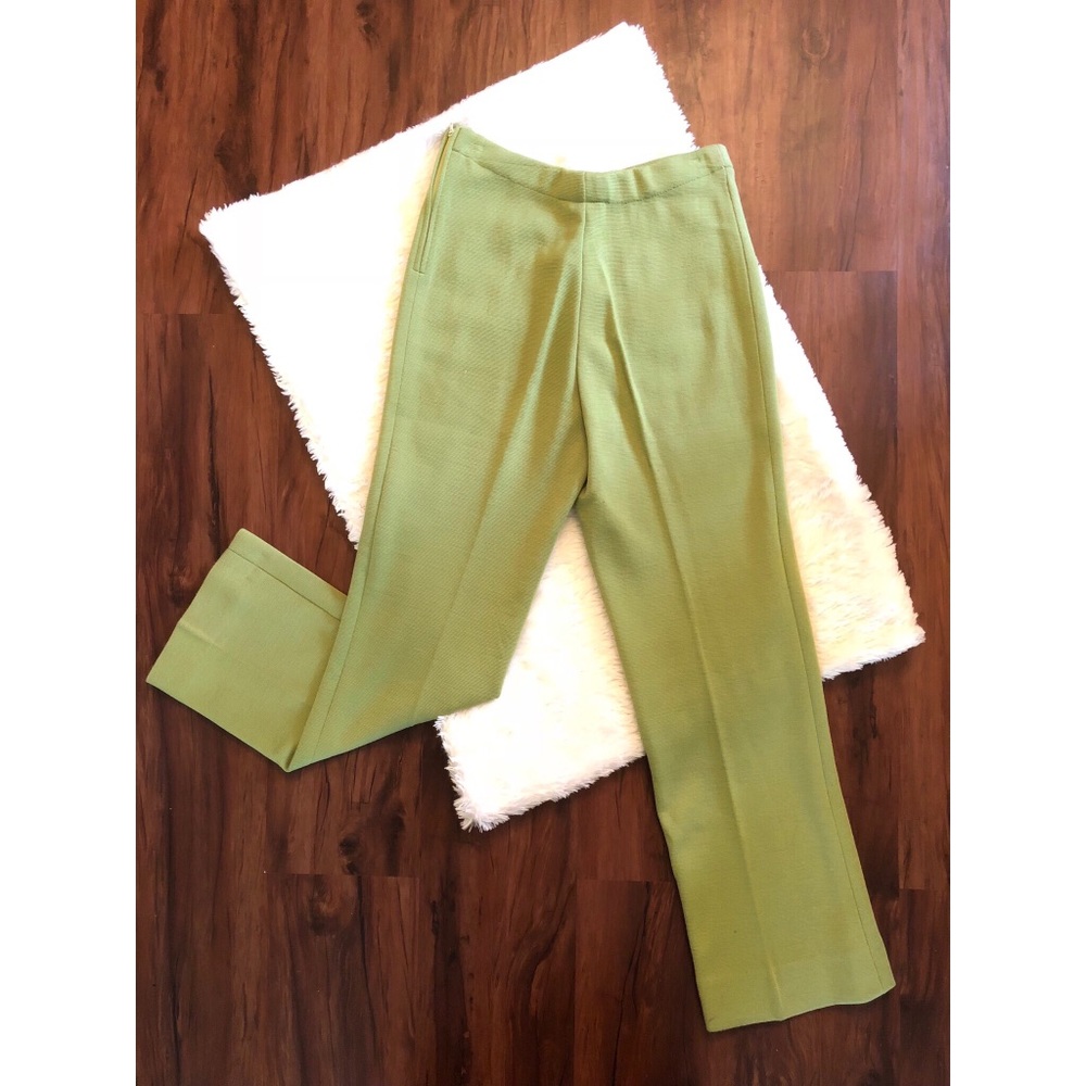 Vintage Slacks, Avocado Green, Wool Blend